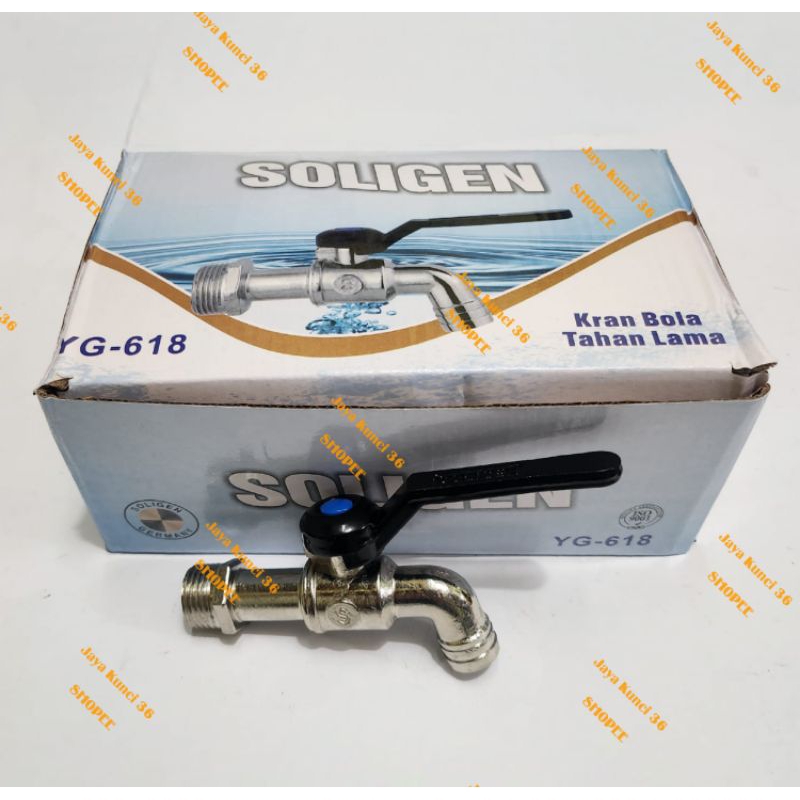 SOLIGEN Kran Air Tembok Gagang Hitam 1/2"  inch Kran Bola Hitam