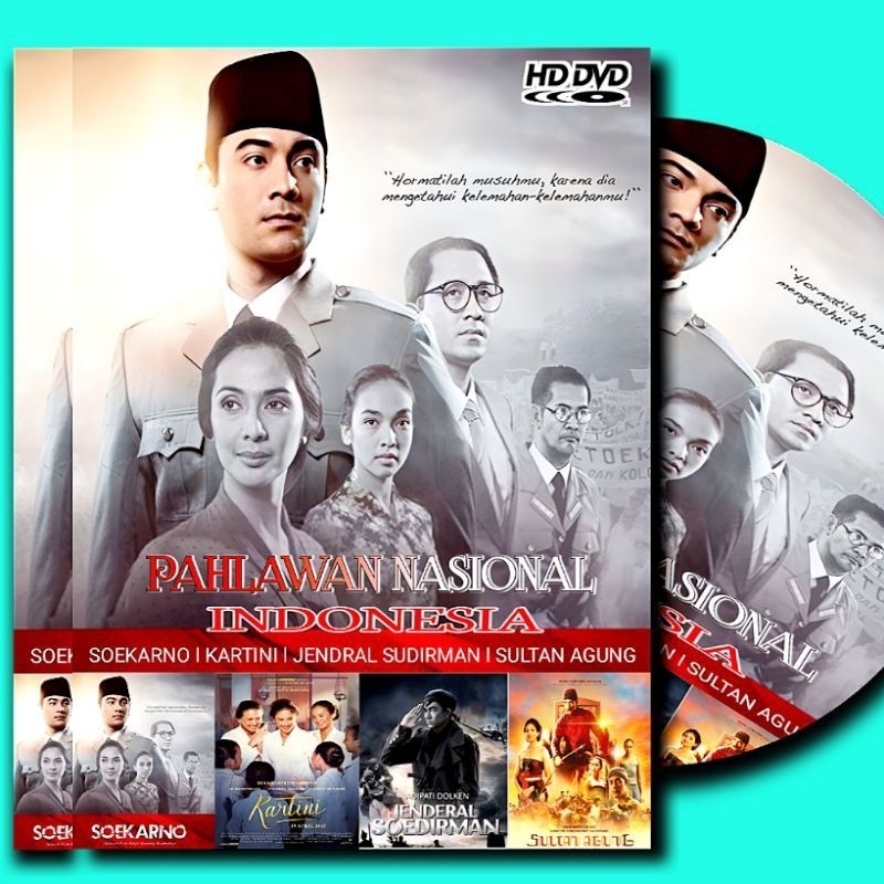 KASET KOLEKSI CAMPURAN 4 FILM PAHLAWAN NASIONAL INDONESIA-FILM SOEKARNO-FILM KARTINI-FILM JENDRAL SU