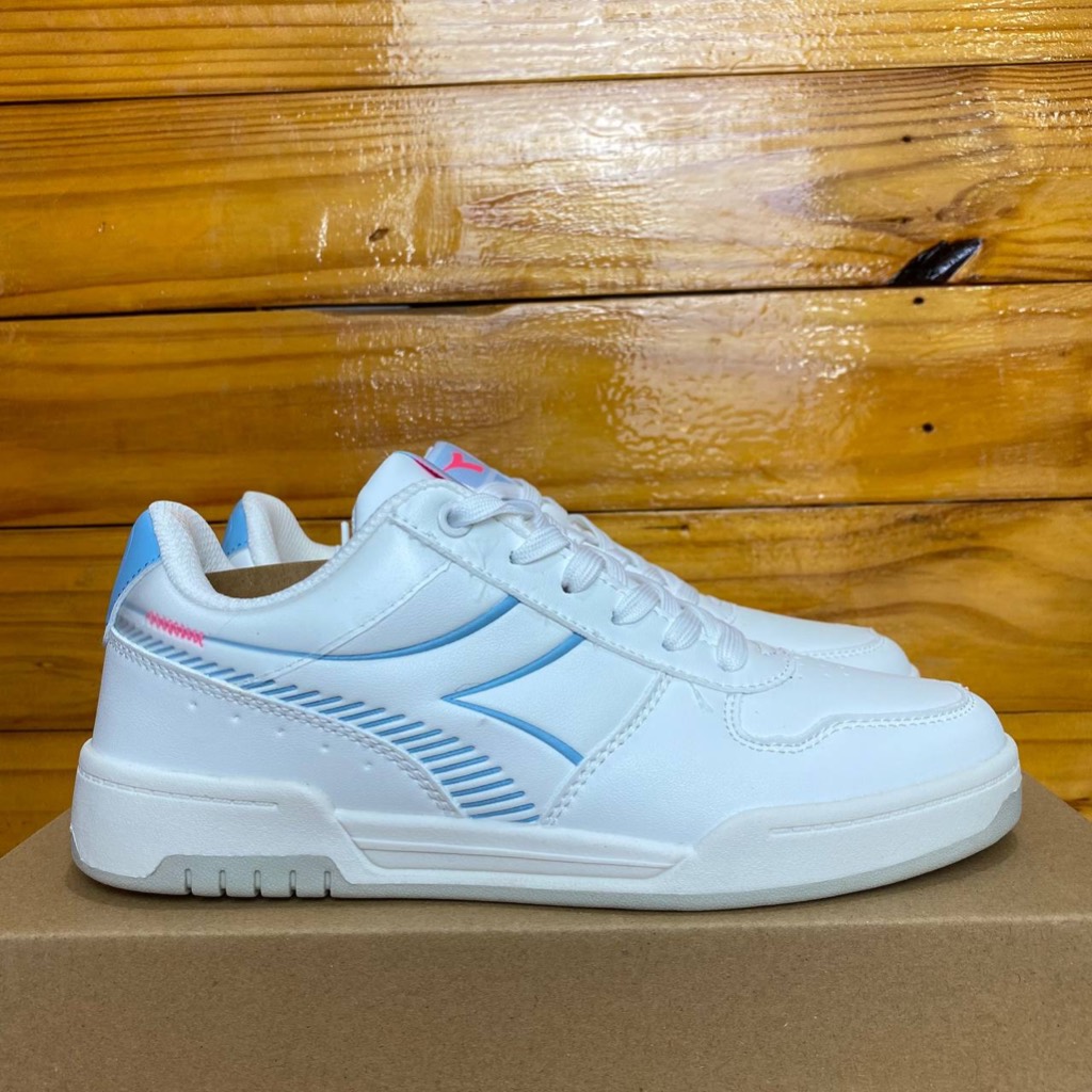 SEPATU DIADORA WANITA DIADORA HARLAN WHITE BLUE SNEAKER CASUAL LEATHER COD ORIGINAL