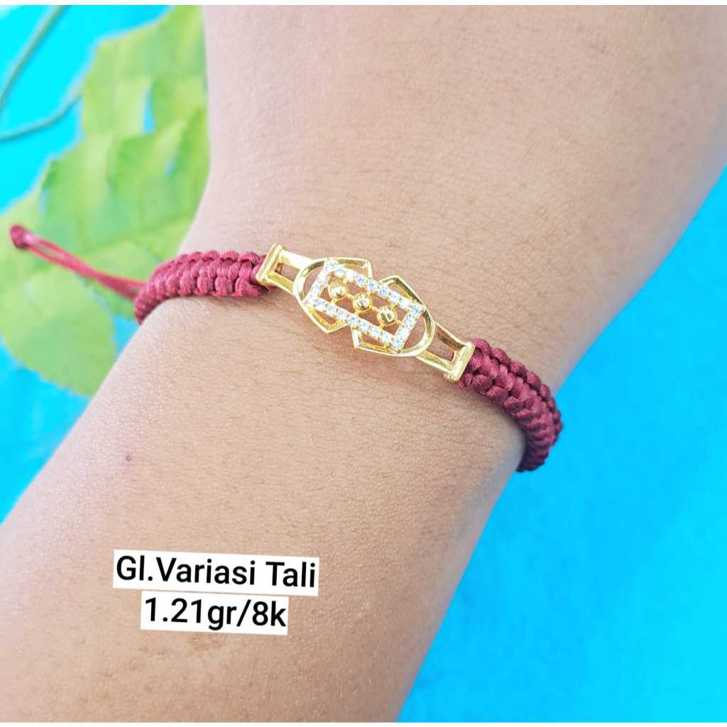 Gelang tali variasi charm plat mata kadar 375 8k