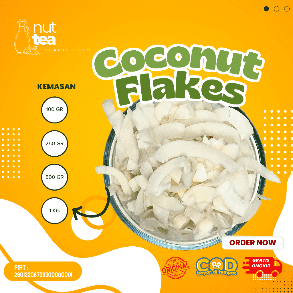 

Organic Coconut Flakes 1kg - Kelapa Serut Kering / Parut Organik