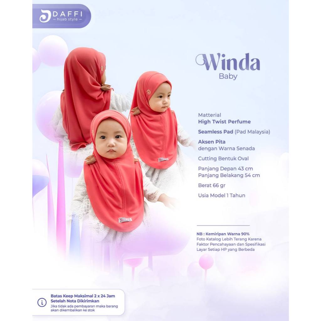 Hijab Daffi Winda Baby Series Daffi hijab bayi berkualitas ORI Daffi