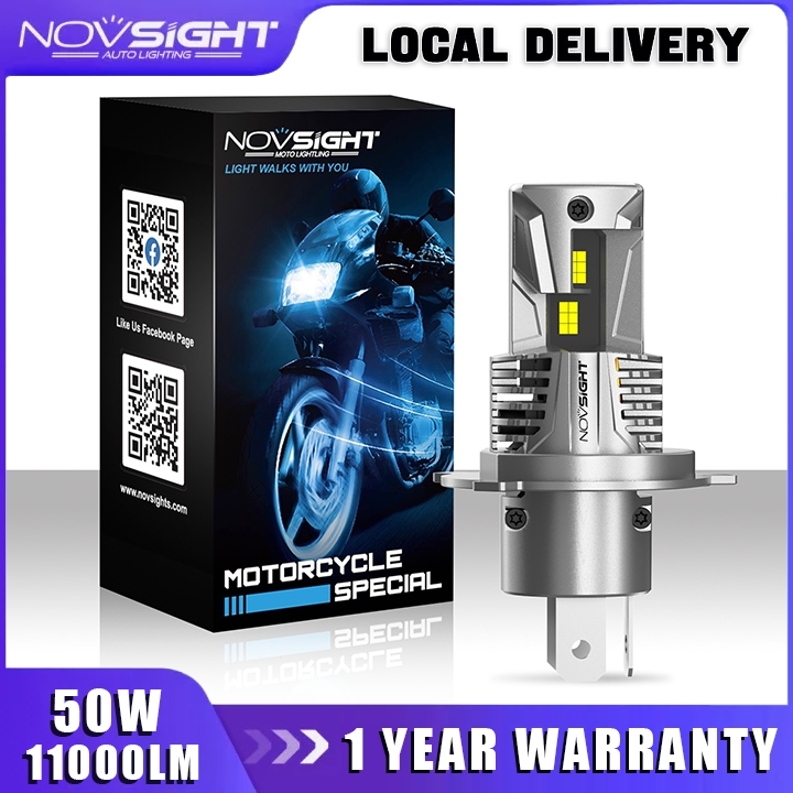 Novsight N62 H4 50W 11000LM Bohlam Lampu Depan LED Sepeda Motor 6500K Lampu Putih Lampu Depan Dekode