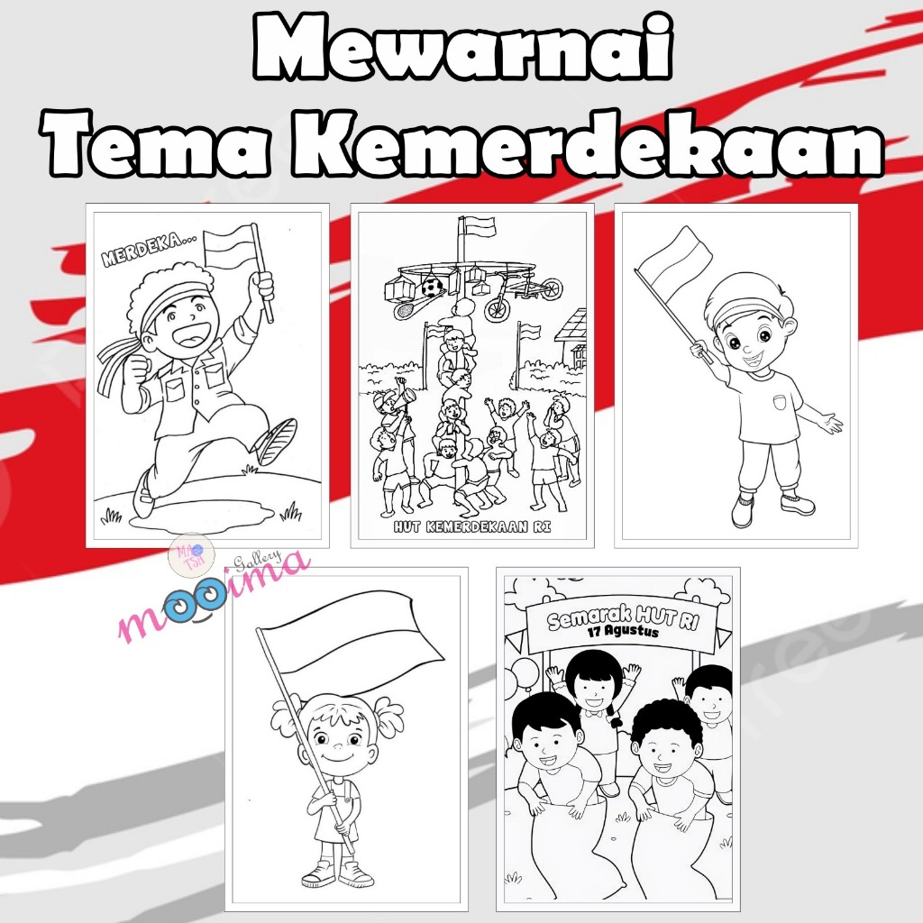 

Lembar kertas mewarnai tema kemerdekaan 17 agustus HUT RI