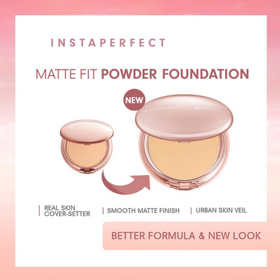 Wardah Instaperfect Matte Fit Powder Foundation 13 g - Bedak (Real Skin Cover Setter, Smooth Matte F