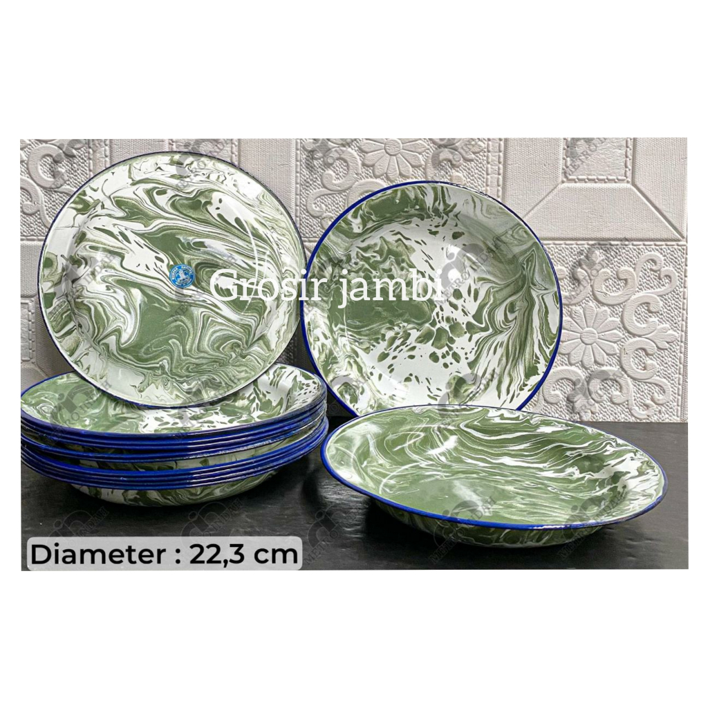 Piring enamel blirik jadul/piring seng blirik jadul diameter 22 cm harga untuk 6 pcs piring/ piring 
