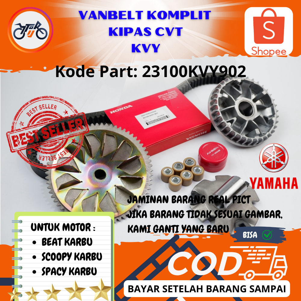 Vanbelt V Belt Panbel Komplit Rumah Roller Assy Kipas Gemuk CVT Motor Honda Beat Scoopy Spacy Karbu