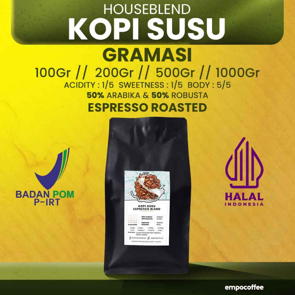 

Biji Bubuk Kopi Susu Espresso House Blend Coffee Bean Minuman Kekinian Coffe Roasted Beans