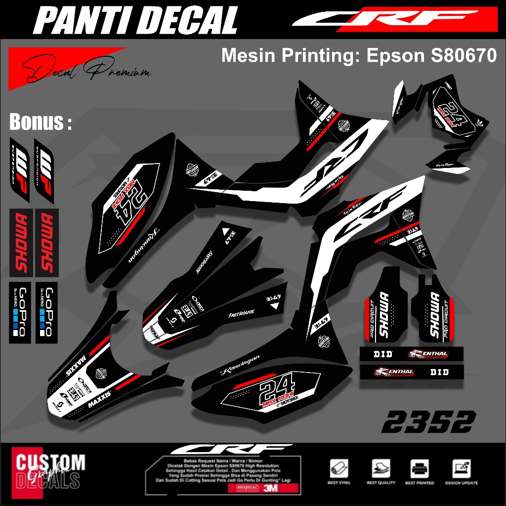 [Bisa Request]DECAL CRF 150 L SUPERMOTO FULL BODY HITAM SUPER GLOSSY DOFF