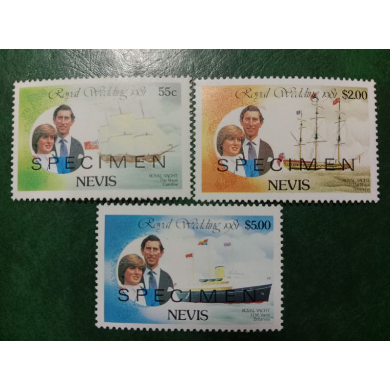 

Prangko SPECIMEN Royal Wedding NEVIS 3 Pcs Tahun 1981 UN USED