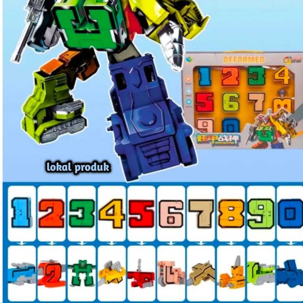 Mainan Anak Robot Angka Berubah Bentuk Mechman Angka  788 74Y Mainan Edukasi Angka Number Robot Defo