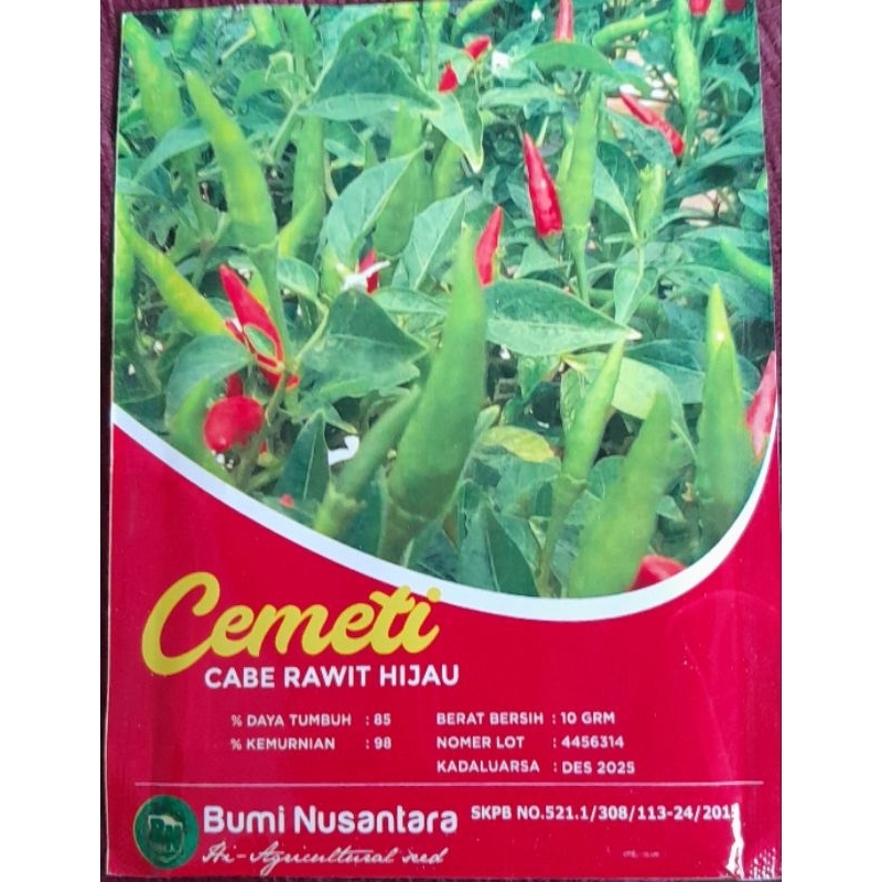 benih CABE RAWIT CEMETI CENTIK  buah tegak hijau 10 gr