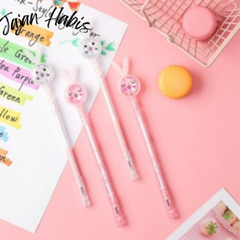 

JABIS Pena Karakter Payet Gliter Bunny Lucu Black Ink Gel Pulpen Murah Gel Bolpen Gel Pastel Alat Tulis Sekolah Kantor Murah