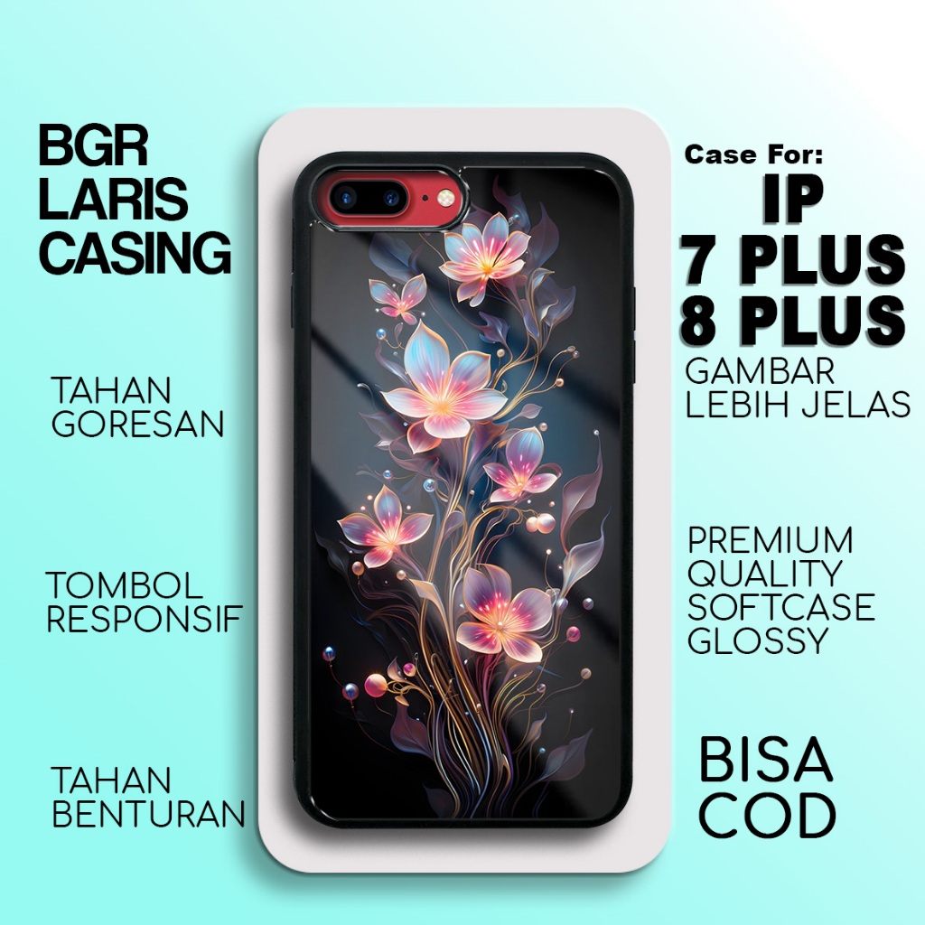 Case Ip 7 Plus / 8 Plus Terbaru - Ip 7 Plus/ 8 Plus - Motif Flower Cute - Hardcase Premium Glossy - 