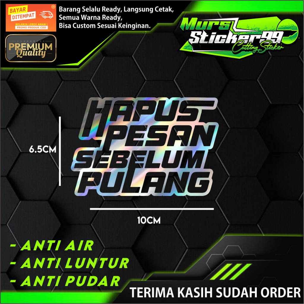 Sticker Cutting HAPUS PESAN SEBELUM PULANG