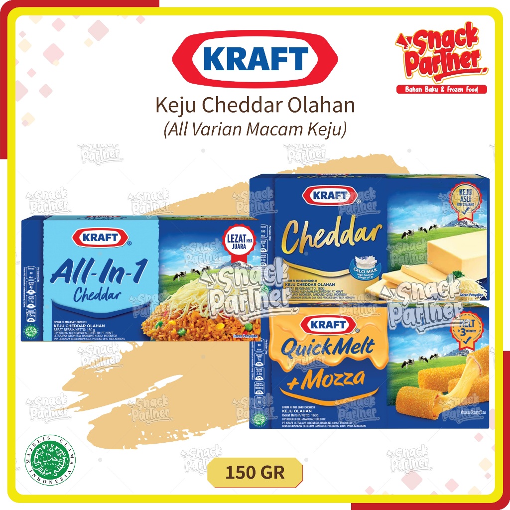 

KRAFT 150 GR - Keju Cheddar Olahan Serbaguna Cheese All in 1 Martabak Quick Melt Mozzarella Mozza 160GR 165GR