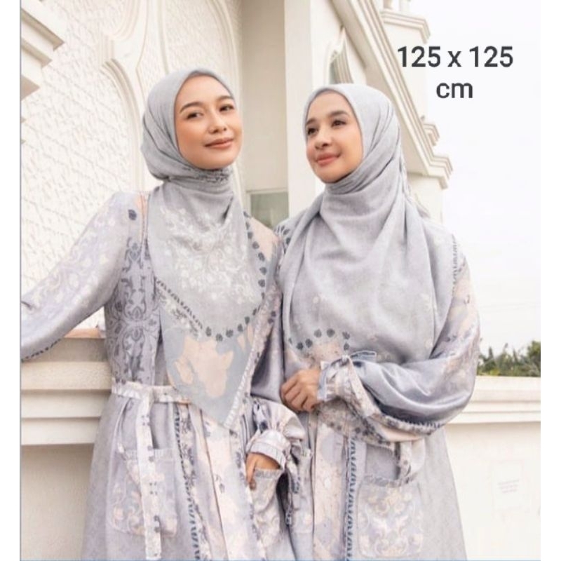 SALE HIJAB / BLA ABU BIRU SYARI / COD / KERUDUNG VOAL MOTIF / SEGI EMPAT SYARI / JILBAB TERBARU / LA