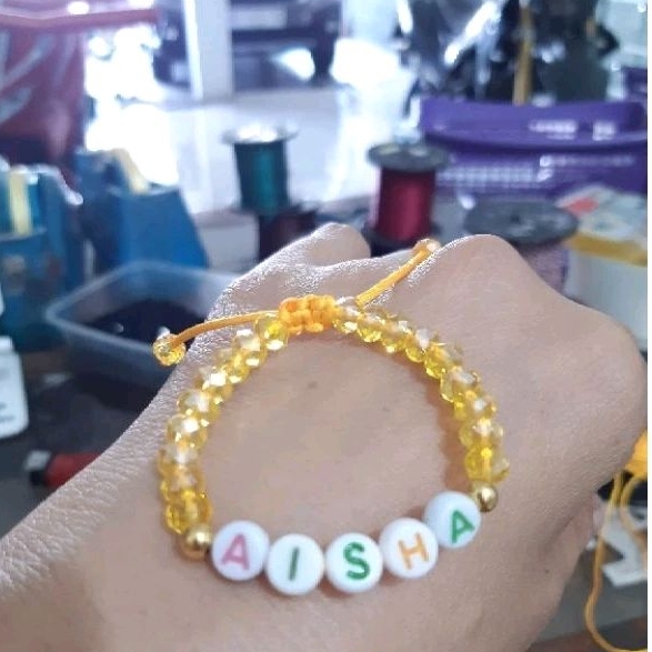 Gelang Tali Ceko Kuning Inisial Nama Emas 2pc 0,1gram 10 Karat