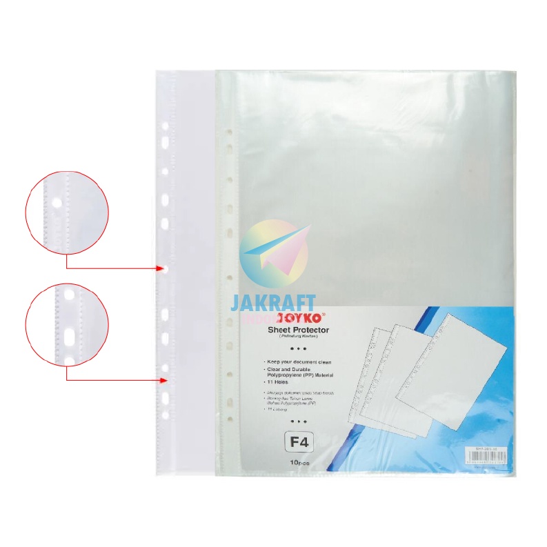 

KUALITAS OKE 1 Pcs Sheet Protector JOYKO F4 FC Folio 3 mm SHP211 PP Pocket Kantong Document Ordner Binder Bantex