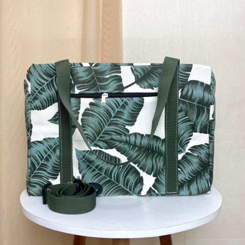 Sling Bag Kanvas Motif Ukuran Medium untuk Travel Gym dan Olahraga