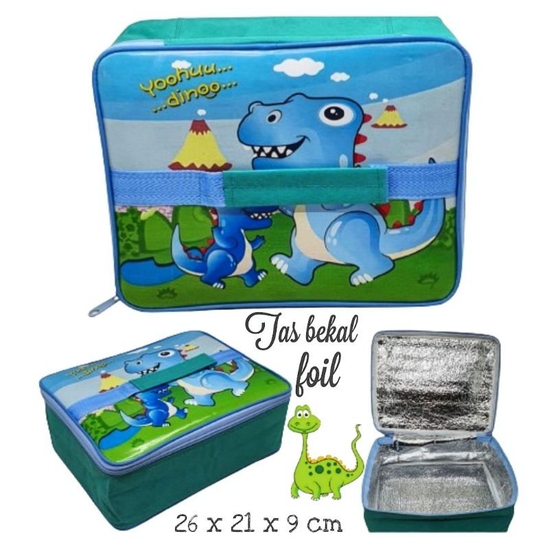 tas bekal anak dino foil