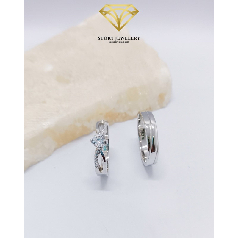 Cincin tunangan emas putih & palladium