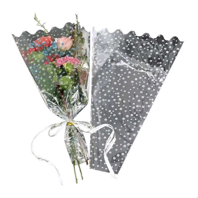 

(1Pcs Plastik Silver) 50 cm x 34 cm Plastik Wrapping Flower Snow Motif Silver