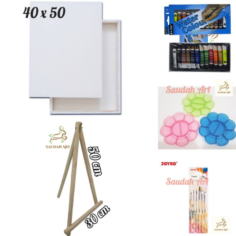 

MURMER Paket Lukis Lengkap kanvas 4x5kuaspaletcat air 6mleasel 3x5