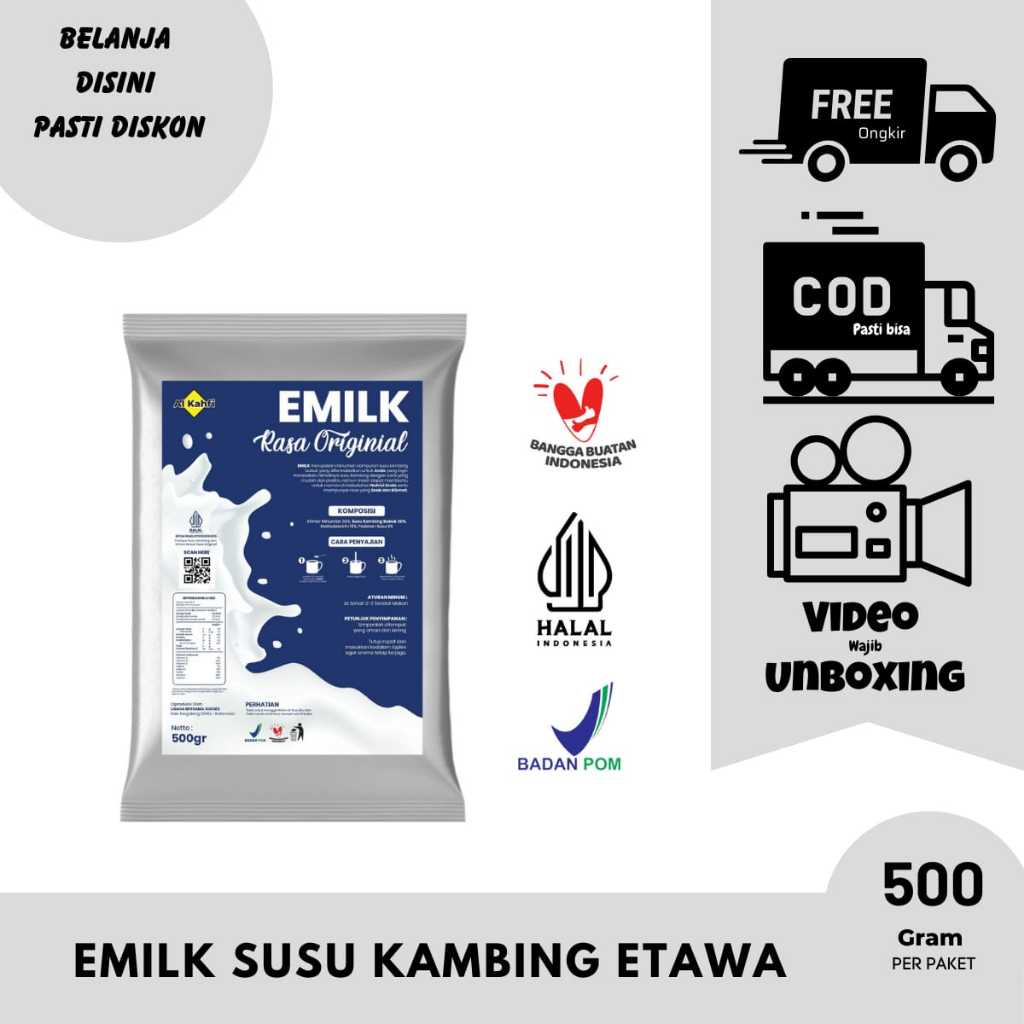 

EMILK Susu Kambing Etawa Bubuk 500 Gram Non Sugar Membantu Menjaga Kesehatan Tulang Dan Sendi BPOM HALAL