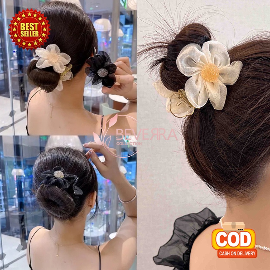 HOT PRODUK Jepit Rambut Jedai Korea Perempuan Dewasa Motif Bunga 2 Gigi Anti Badai Aksesoris Kualita