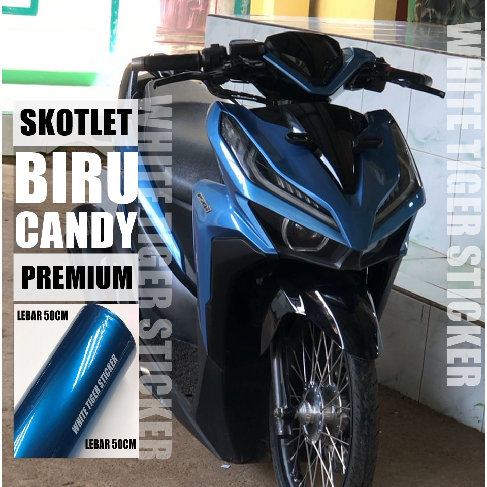 SKOTLET STIKER MOTOR BIRU CANDY PREMIUM SCOTLITE BLUE CANDY SKOTLET MOTOR CANDY SKOTLET BIRU METALIK