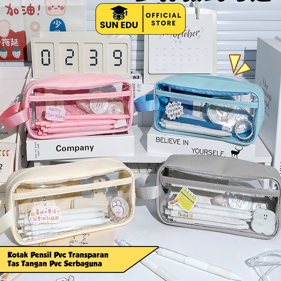 

Kotak Pensil Transparan/ Tas Tempat Penyimpanan Alat TulisTangan Tahan Air Berkapasitas Besar