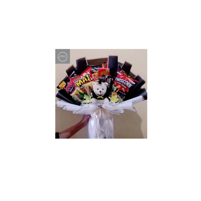 

Bouquet boneka wisuda + makanan