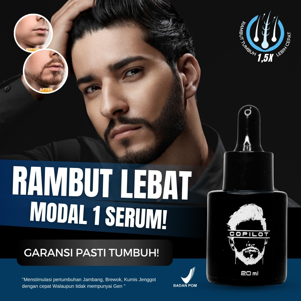 COPILOT HAIR BOOSTER SERUM Mempercepat pertumbuhan rambut, Menumbuhkan jambang, kumis, jenggot, alis