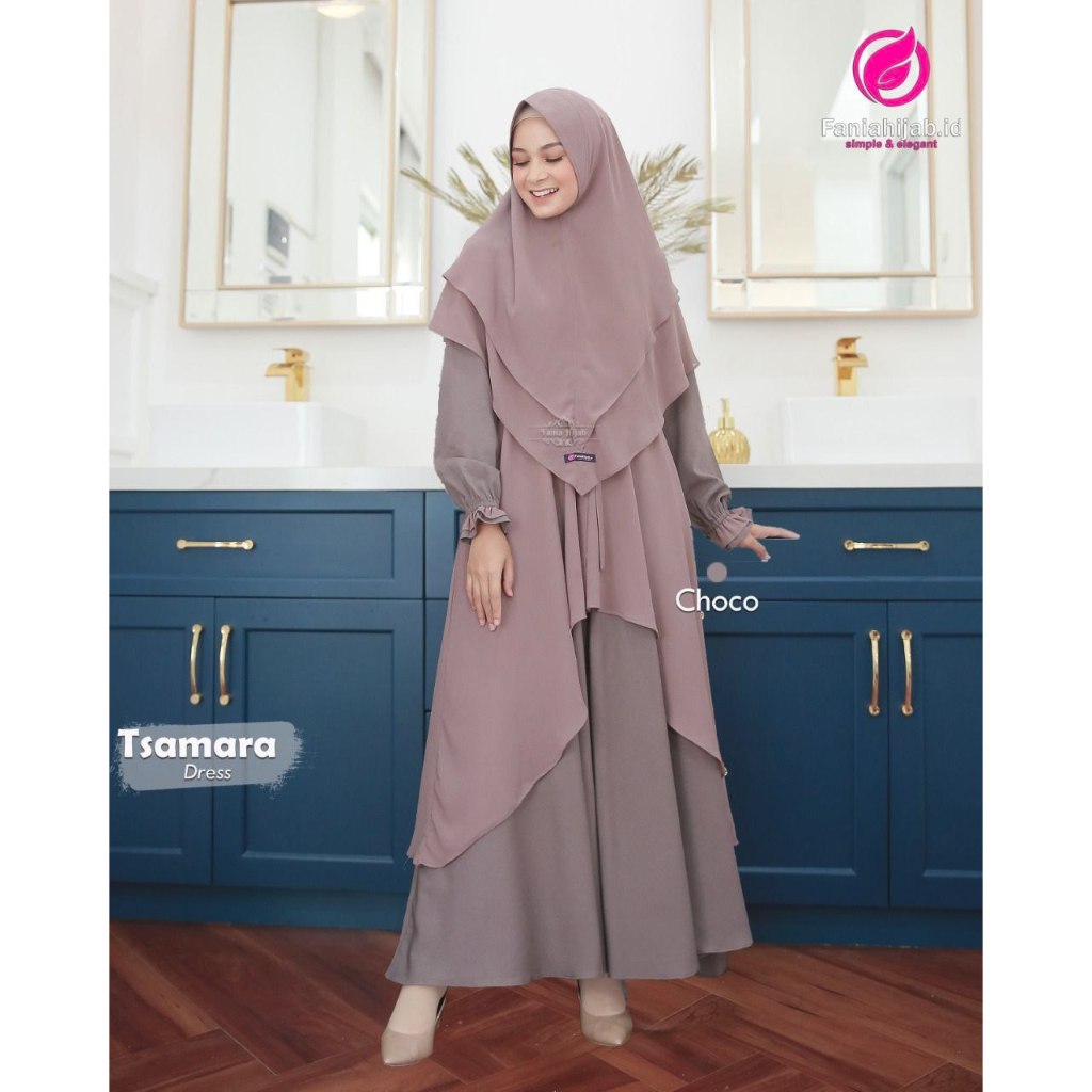 Tsamara dress sarimbit couple keluarga bahan ity crepe mix ceruty baby doll by fania hijab