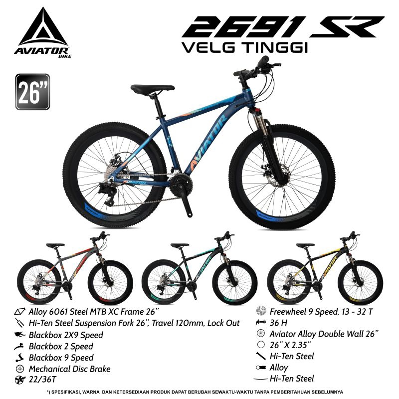 SEPEDA GUNUNG MTB 26 INCH AVIATOR 2691 SR FRAME ALLOY