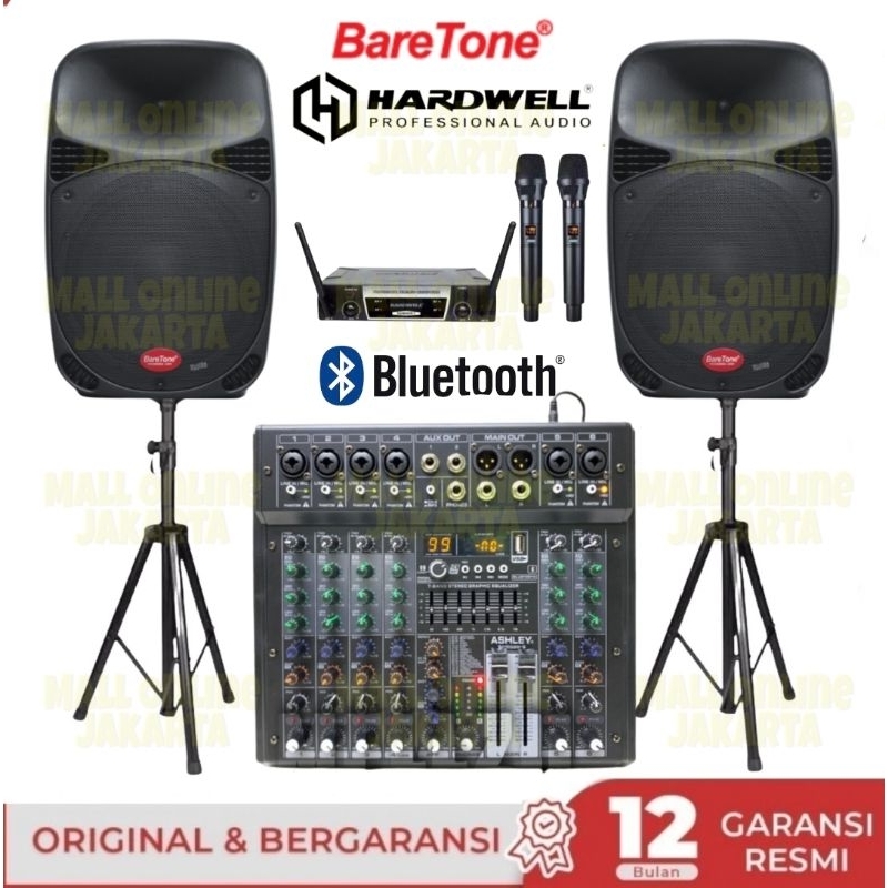 Paket Karaoke set Baretone 15 inch Aktif pasif ashley 6 channel Original