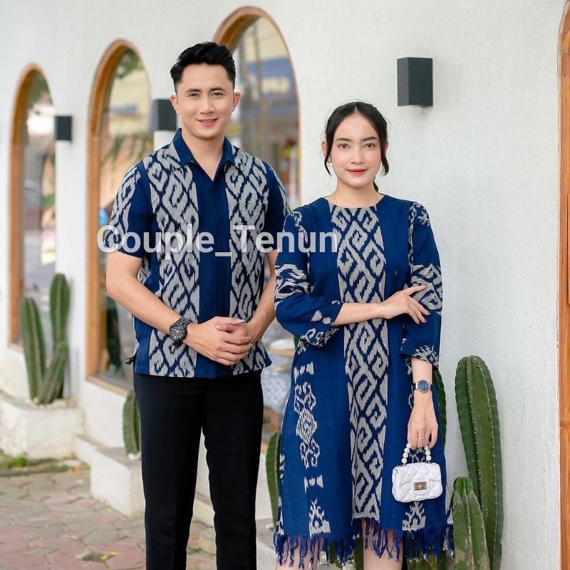 [Ready Stock] Airra Dress Set Couple Tenun baju pria wanita sepasang cocok buat prewedding kondangan