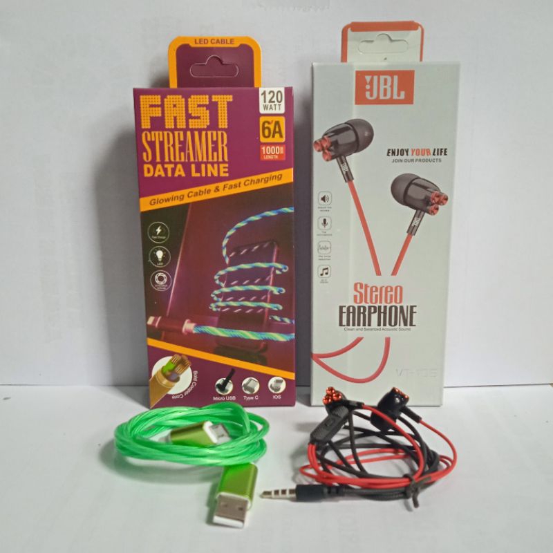 hendset V-105 JB-l  + usb 120W micro kabel data kabel USB  kabel caz 6A 120w + heanfri hendset earph