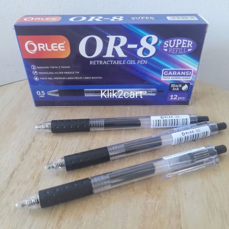 

Orlee bolpen gel / rectractable gel pen / bolpoin / bolpen tinta / bolpen hitam