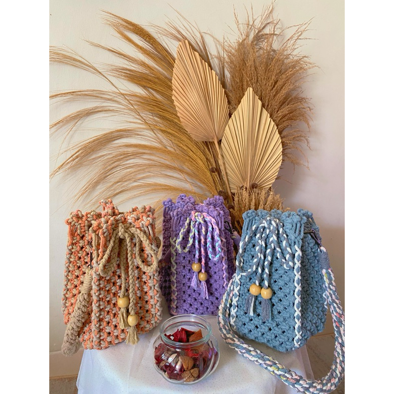 Clearance Sale | Macrame Bag | Macrame Bucket Bag | Tas Macrame (Large Size)