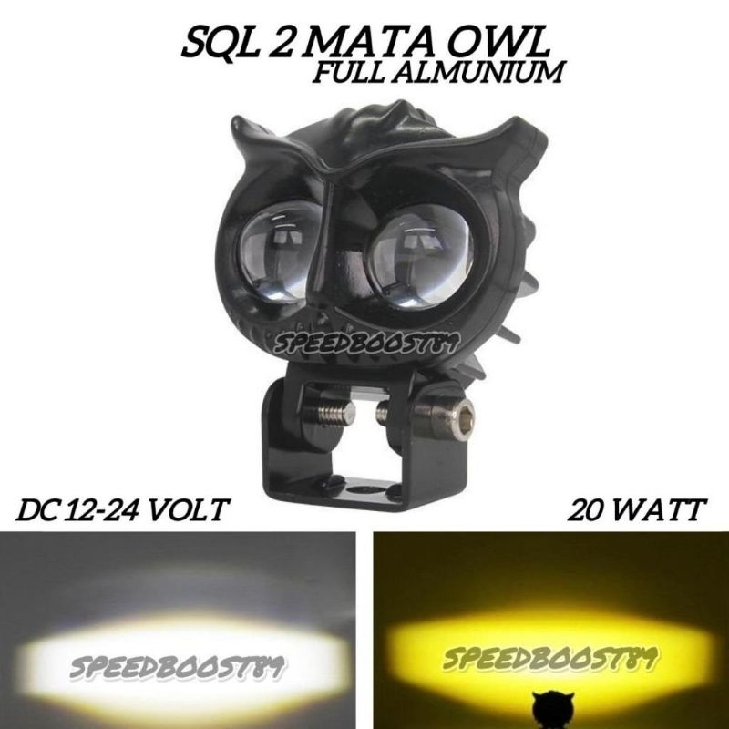 Lampu Sorot Tembak Mini model BURUNG HANTU untuk Mobil Dan Motor DC 12-24 Volt 20Watt Putih Kuning