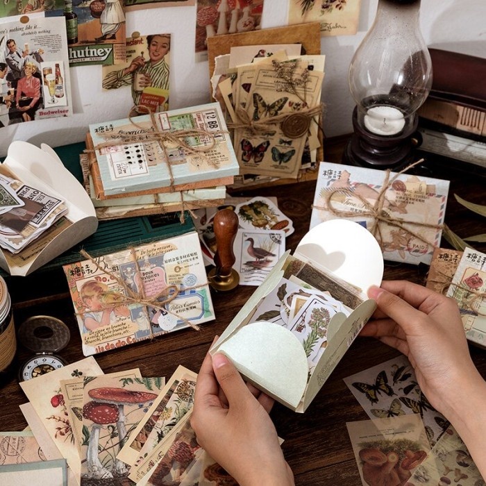 

​Scrapbook Stickers Set 60 Lembar - Vintage Journal Kit - Perlengkapan Kerajinan​