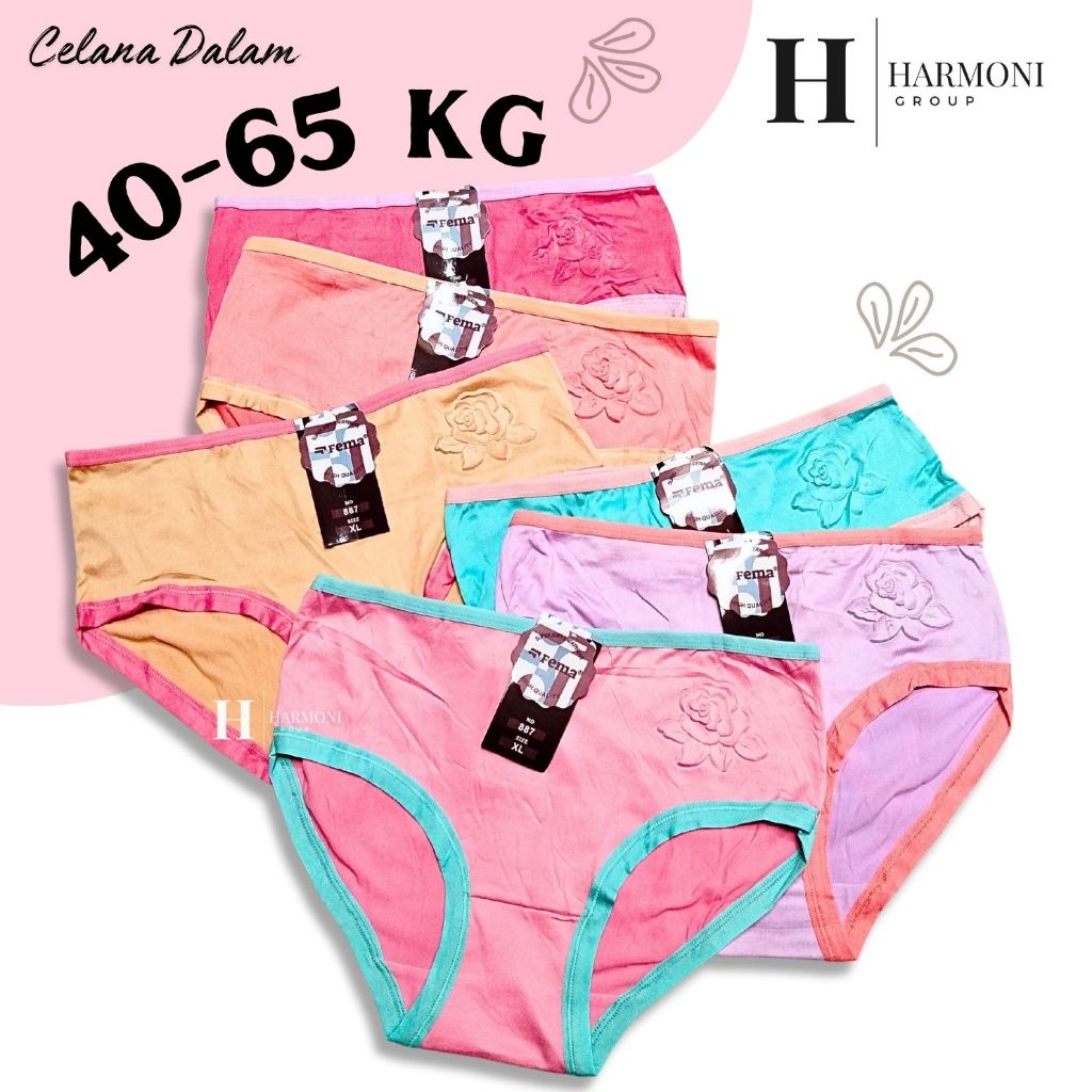 (6 PCS) CD WANITA FEMA 306 884 888 885 | CELANA DALAM WANITA DEWASA 306 SIZE L XL XXL BB 40 - 70 kg