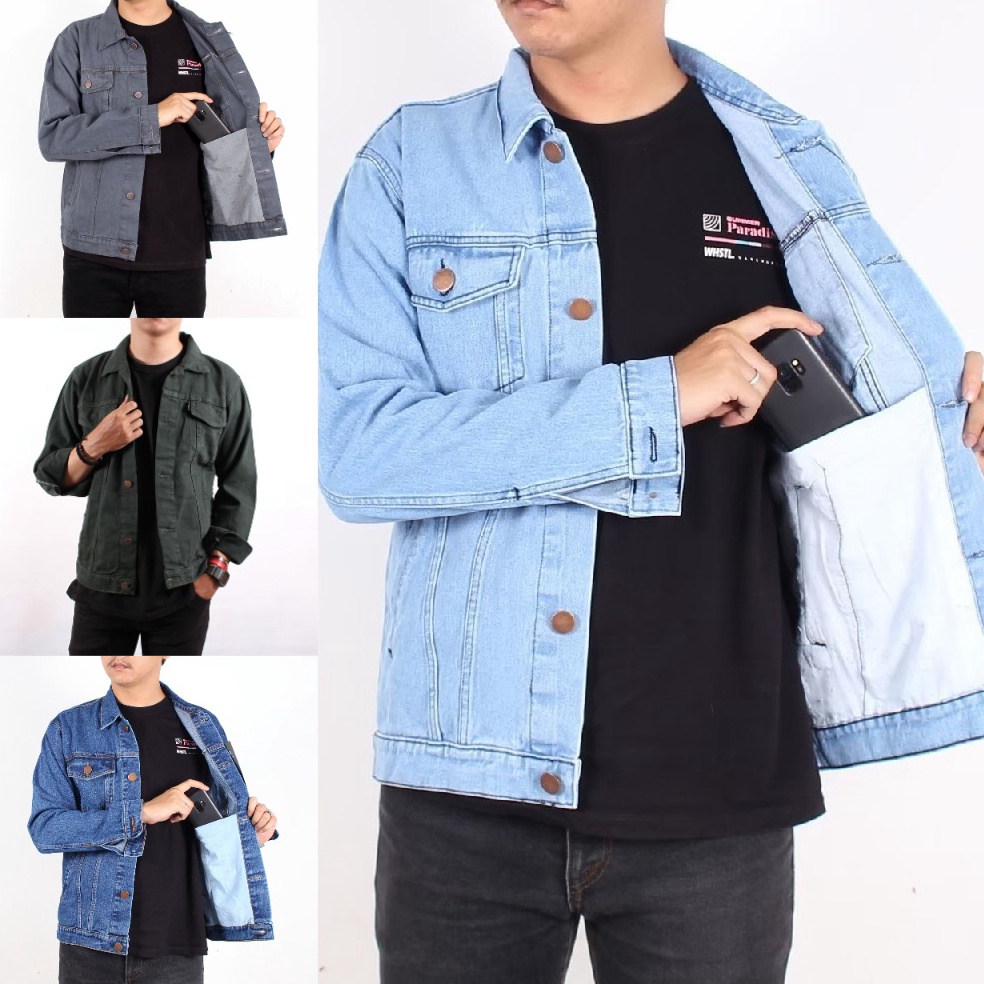 KODE L27B Dropstore Jaket Jeans Pria Size M L XL XXL Denim Cowok