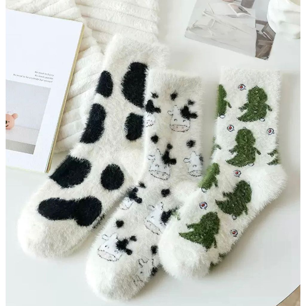Kaos Kaki Korea Wanita Cantik Socks Panjang Kaos kaki Cewek Sapi Dino korea