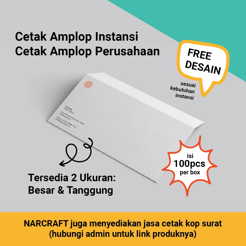 

NARCRAFT CETAK AMPLOP INSTANSI / AMPLOP SURAT / AMPLOP PERUSAHAAN