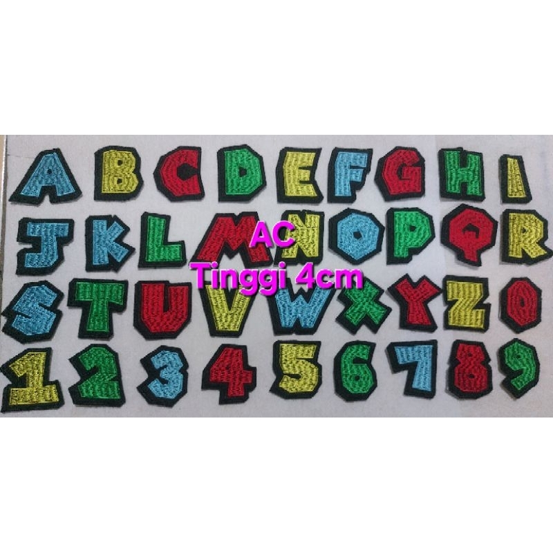Iron Patch Bordir Huruf Dan Angka 4cm(mario)
