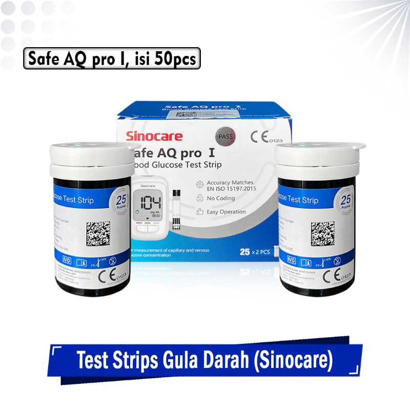 Strip Gula Darah Sinocare Safe AQ Pro Cek Glukosa Darah Blood Glucose Stik