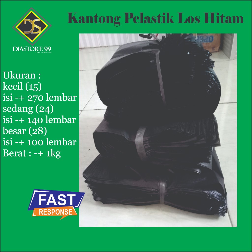 kantong plastik hitam kiloan ukuran sedang berat 1 kg isi banyak keresek kresek hitam tebal plastik